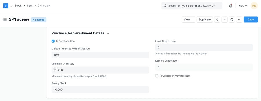 Purchase details