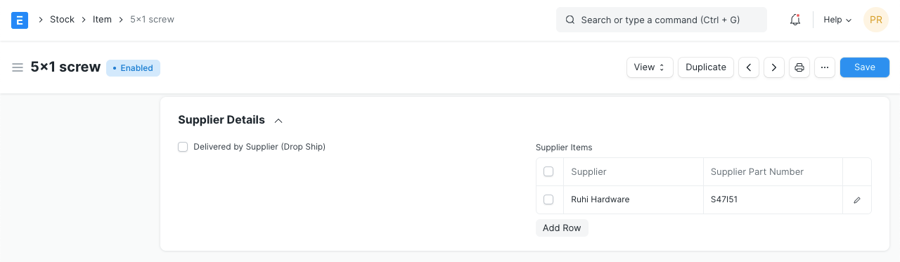Item Supplier Details