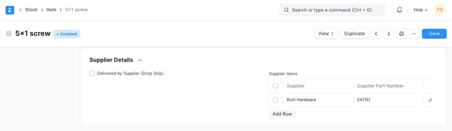 Item Supplier Details