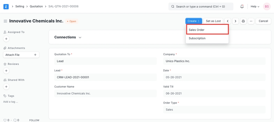 Make Sales Order from Quotation