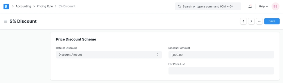 Price Discount Scheme Amount