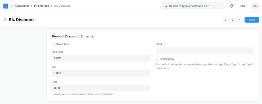 Pricing Rule Other Product Free