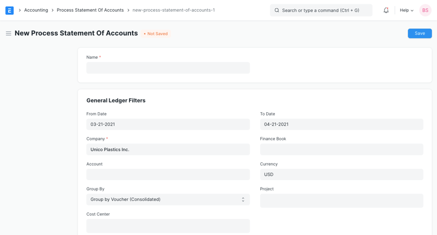 New Process Statement of Accounts