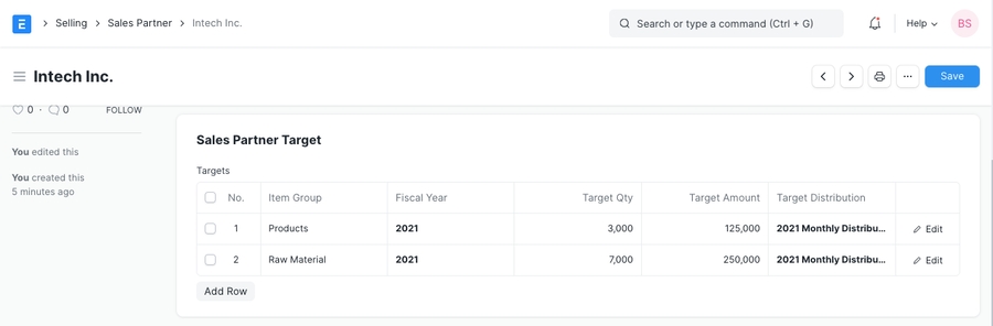Sales Partner Target