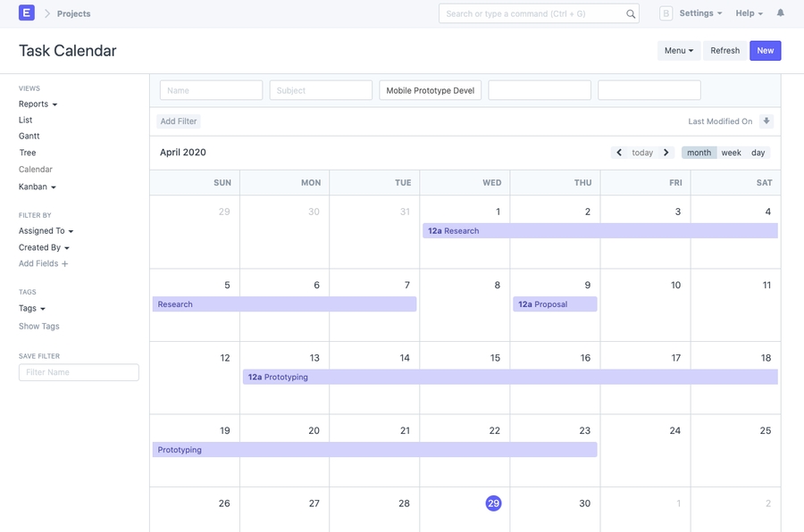 Task - Calendar View